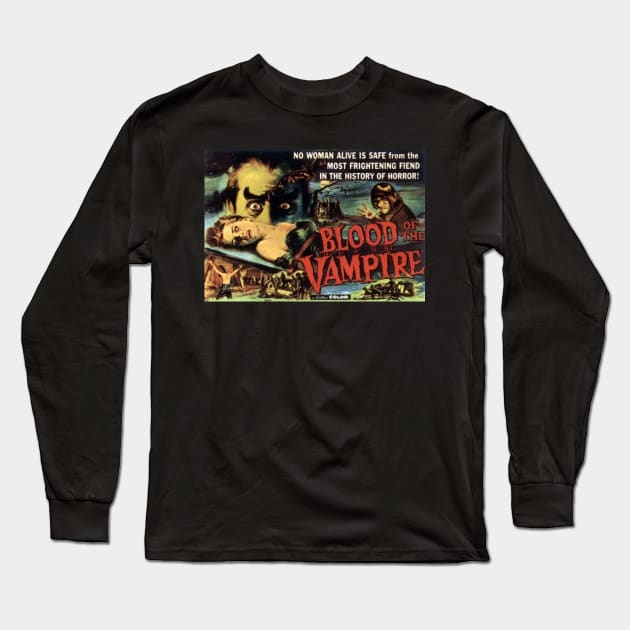 Classic Horror Movie Lobby Card - Blood of the Vampire Long Sleeve T-Shirt by Starbase79